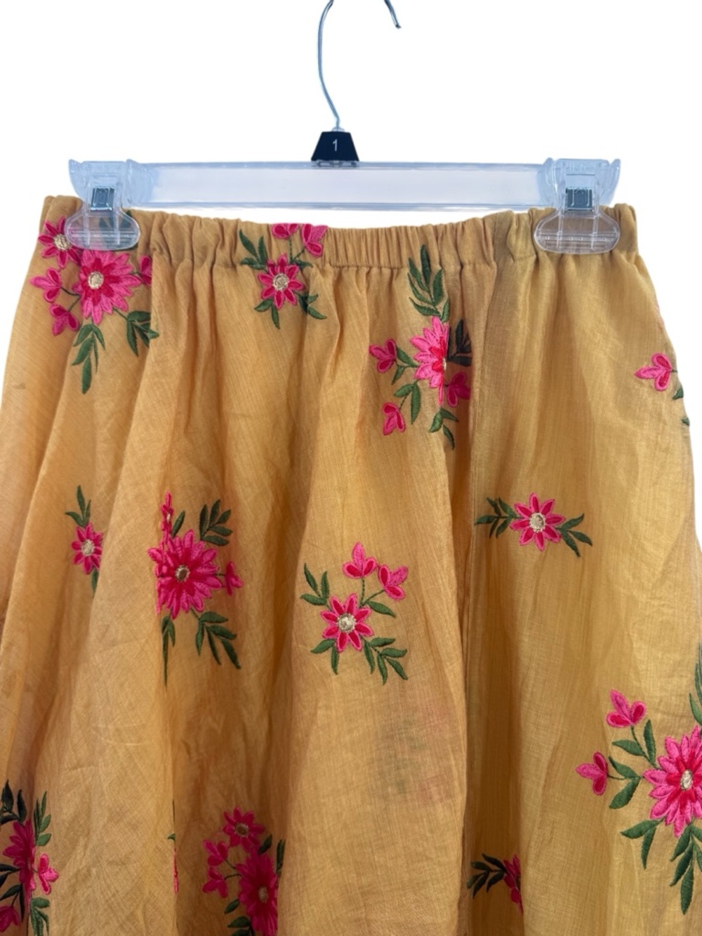 Vintage Gold Embroidered Floral Maxi Skirt Boho Cottagecore Organza Full XS/S - Picture 7 of 9